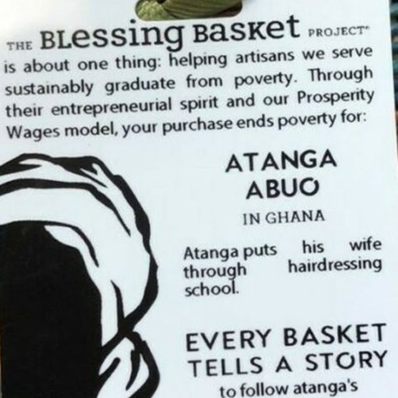 African Market Basket Small Wing Shopper Handmade - Picture 6 of 12